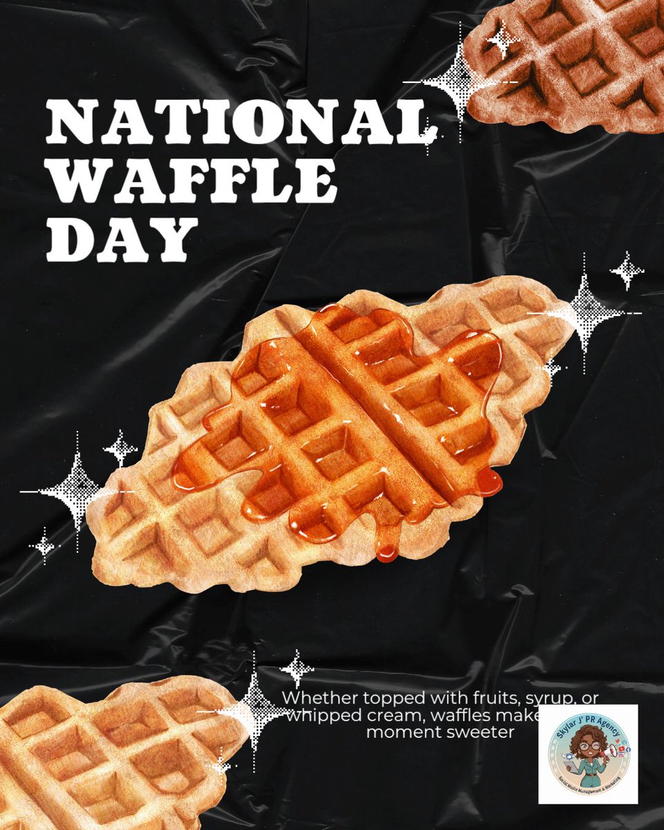 skylar_mang's tweet image. "Happy National Waffle Day! Whether topped with fruits, syrup, or whipped cream, waffles make every moment sweeter. Indulge in this delicious treat and savor every bite. #NationalWaffleDay #WaffleLove #SweetTreat #BreakfastGoals 🧇🍓🥞" #MadeWithRipl via ripl.com