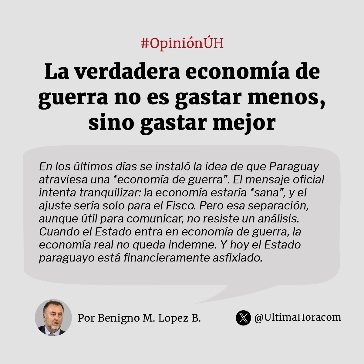 #OpiniónÚH | La verdadera economía de guerra no es gastar menos, sino gastar mejor, por Benigno M Lopez B.

🗞️ Lea más: ultimahora.com/la-verdadera-e…