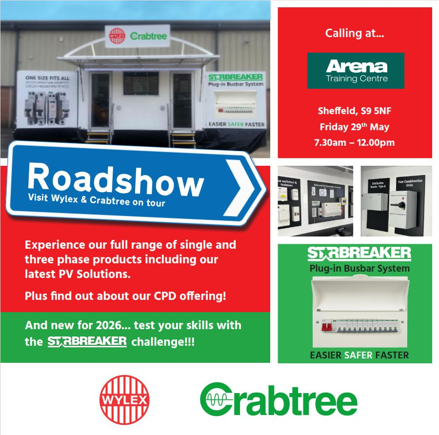 arena_training's tweet photo. 🚐 Wylex &amp; Crabtree Mobile Showroom – Visiting Sheffield!
📍 Arena Training Centre, Sheffield S9 5NF 
📅 Friday 29th May 2026
⏰ 7:30am – 12:00pm

Open to all students and learners from Sheffield and surrounding areas. https://t.co/p9OBB7y2LT
