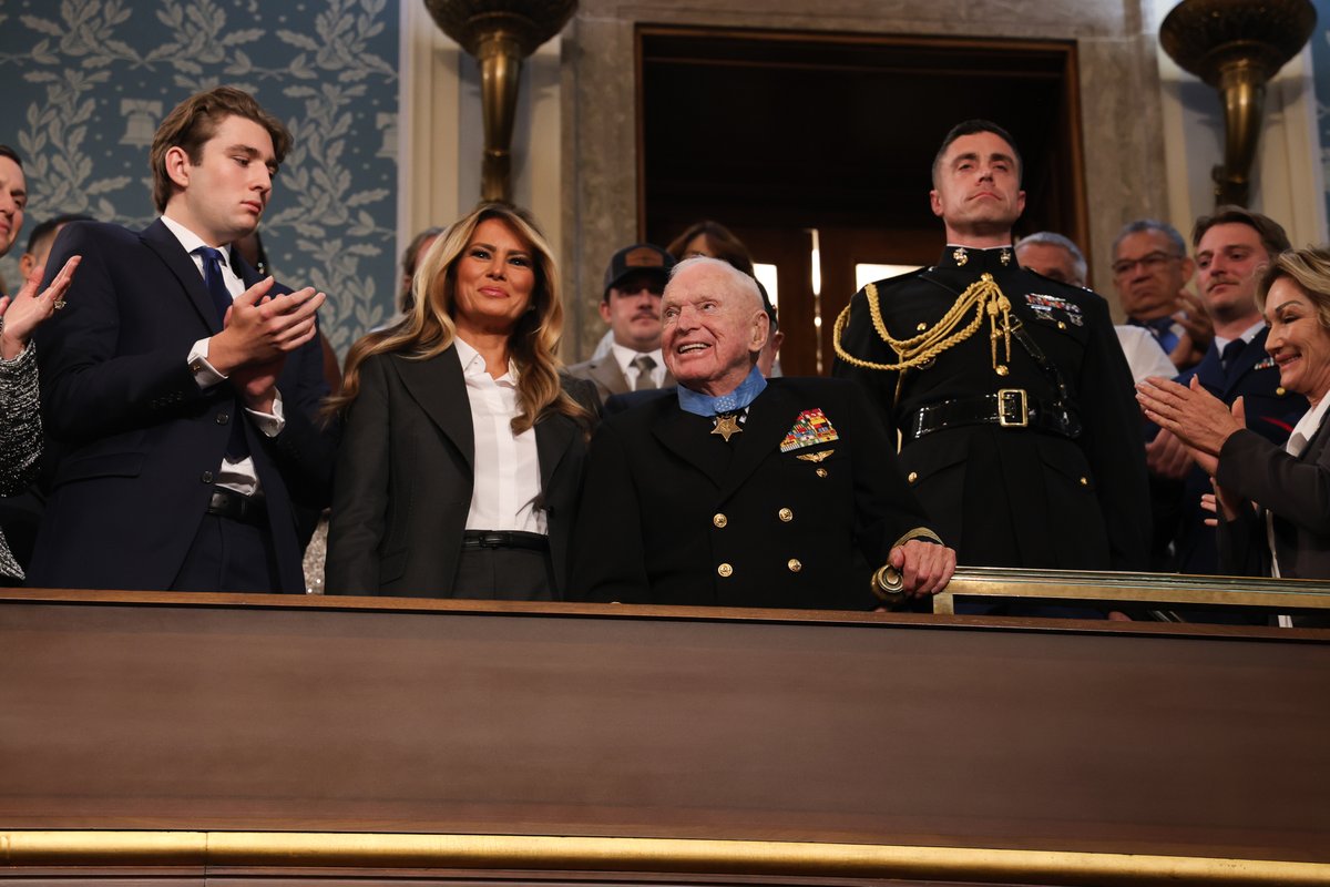 Medal of Honor Day 📸s: 

Retired Navy Capt. Royce Williams receives the Medal of Honor from <a href="/FLOTUS/">First Lady Melania Trump</a> for his service during World War II, the Korean War, and the Vietnam War during the State of the Union.