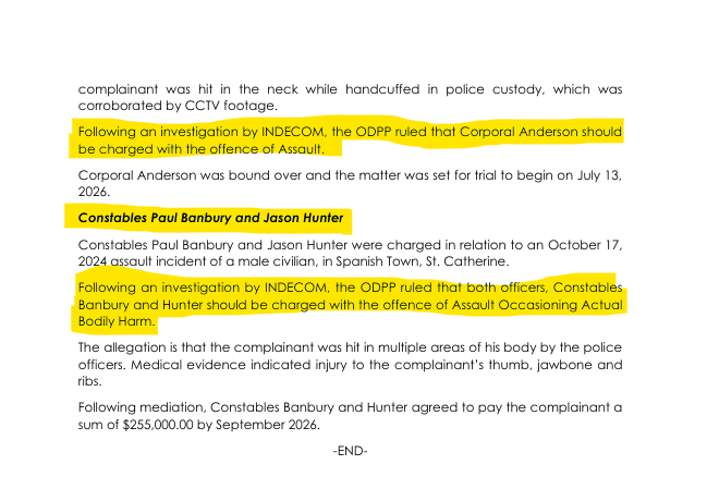 suezeecue's tweet photo. INDECOM press release: Four JCF Officers charged in relation to incidents investigated by INDECOM – The Independent Commission of Investigations https://t.co/4Mobvp0Aua #INDECOM #Jamaica https://t.co/heXP7kpTD3