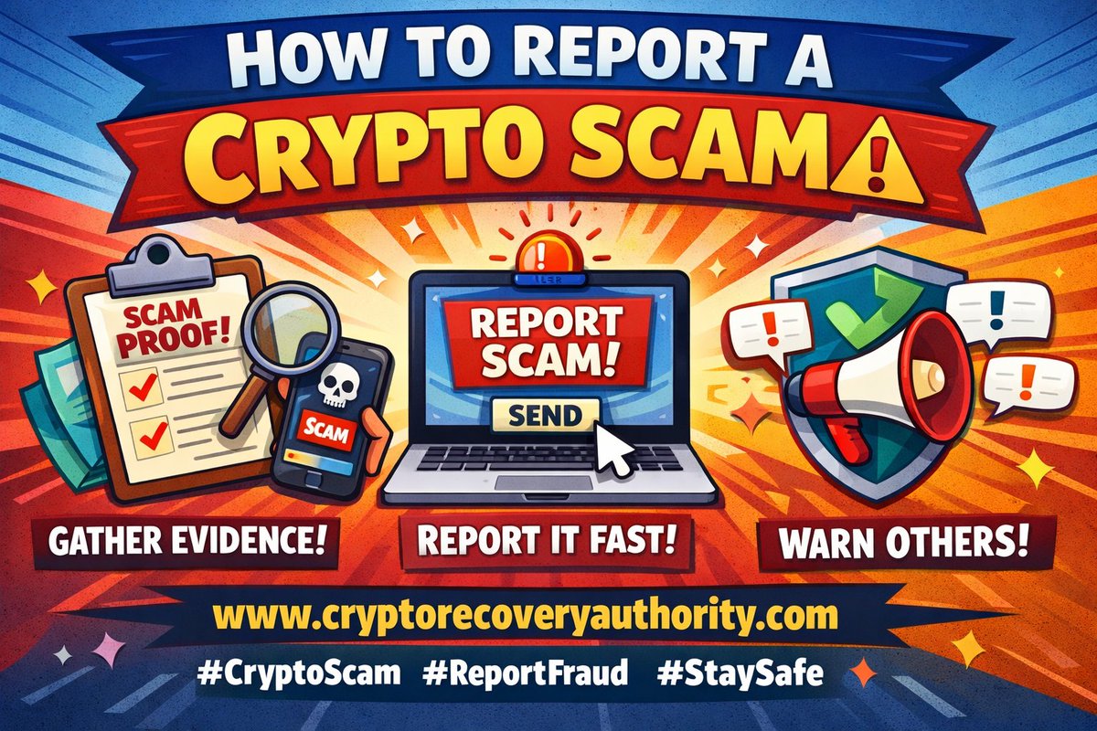 CryptoRecAuth's tweet image. How to report a crypto scam the right way.

cryptorecoveryauthority.com/how-to-report-…

Evidence first. Report fast. Warn others.

#CryptoScam #ReportScam #CryptoFraud #CryptoSafety #ScamAwareness #Web3