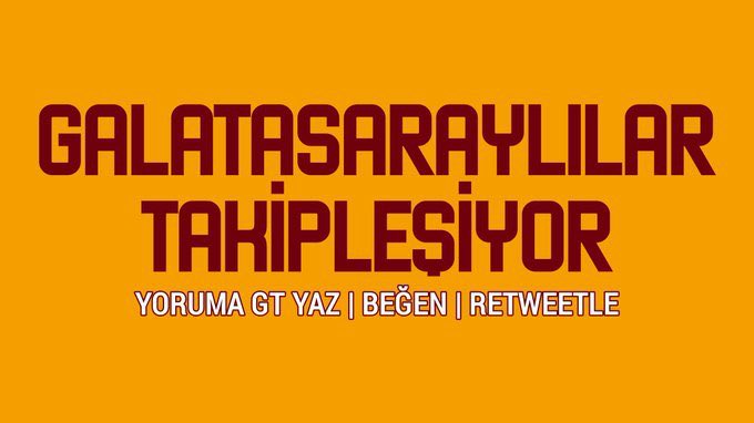Galatasaraylılar Takipleşiyor 🔥

✅5000 takipçi altında Galatasaraylı hesap kalmasın !
✅GT yazıp Beğenen tüm Galatasaray taraftarları karşılıklı takipleşiyor !
✅Tüm taraftarlarımızın görmesi için lütfen RT yapalım 💛❤️