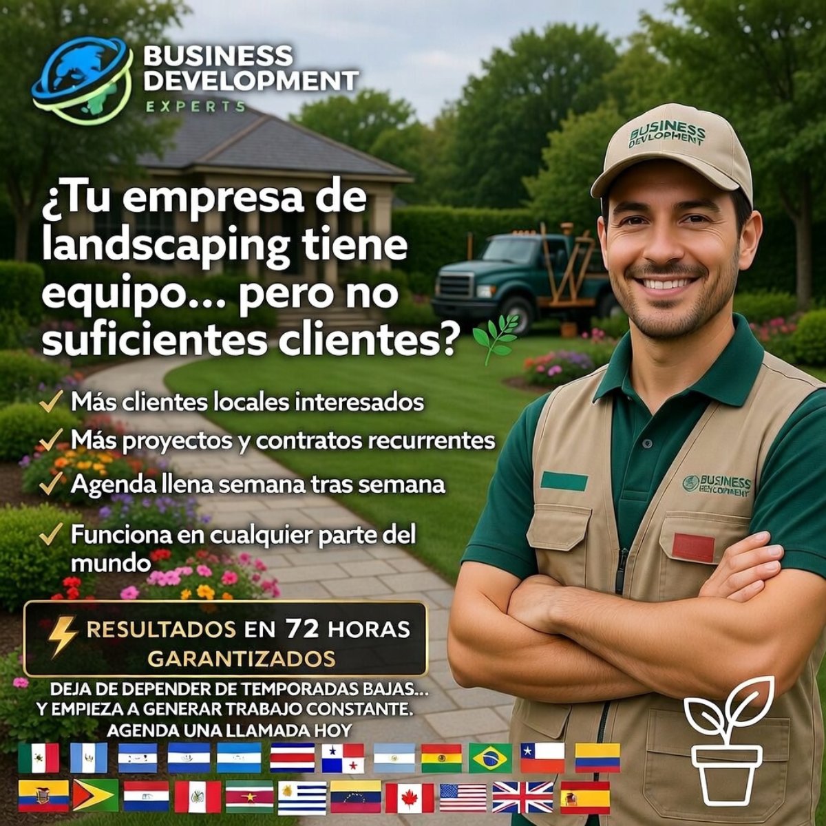 bizdevxperts's tweet image. ¿Tu negocio de landscaping sin suficientes clientes? 🌿
No es tu servicio, es la demanda.
Generamos clientes constantes y llenamos tu agenda.

⚡ Resultados en 72h.

Agenda: app.apollo.io/#/meet/bizdevx…

#Landscaping #Ventas #Servicios