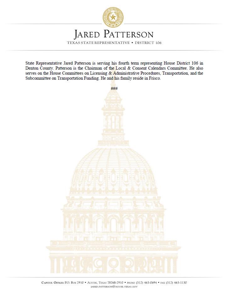 Office of State Representative Jared Patterson tweet media