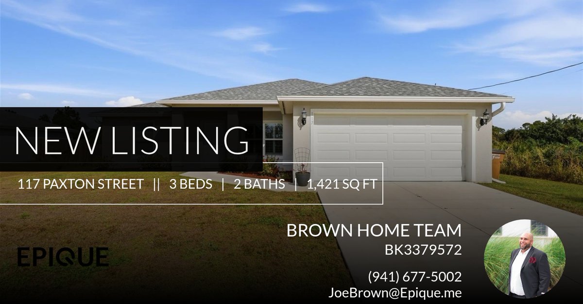 brown9572's tweet photo. 📍 New Listing 📍 Take a look at this fantastic new property that just hit the market located at 117 Paxton Street in Lehigh Acres. Reach out here or at (941) 677-5002 for more information

Joseph C Brown, PA
REALTOR®
Epique Realty... https://t.co/SY4WcySJJD https://t.co/aMIa5nNZh4
