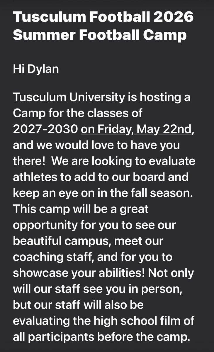 itsdylanboyd's tweet photo. Blessed to get camp invite from Tusculum university✝️ https://t.co/PYPJ3HB9bl