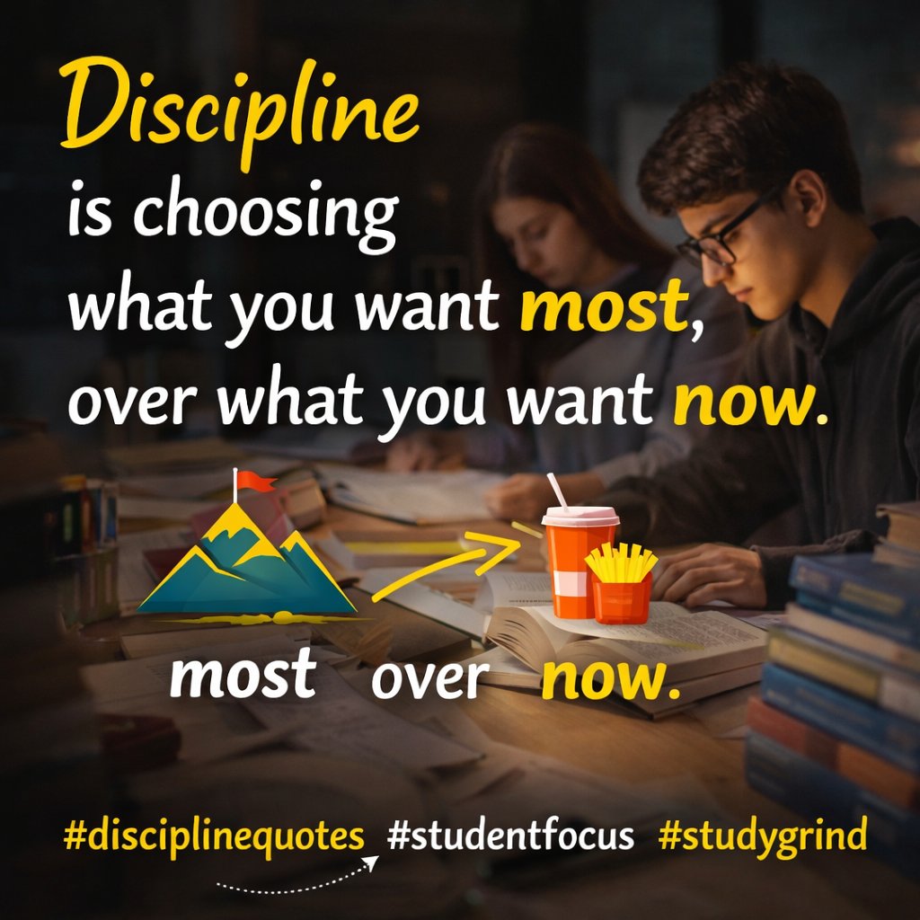 Faizkhilji3's tweet image. "Discipline is choosing what you want most, over what you want now."
#disciplinequotes #studentfocus #studygrind