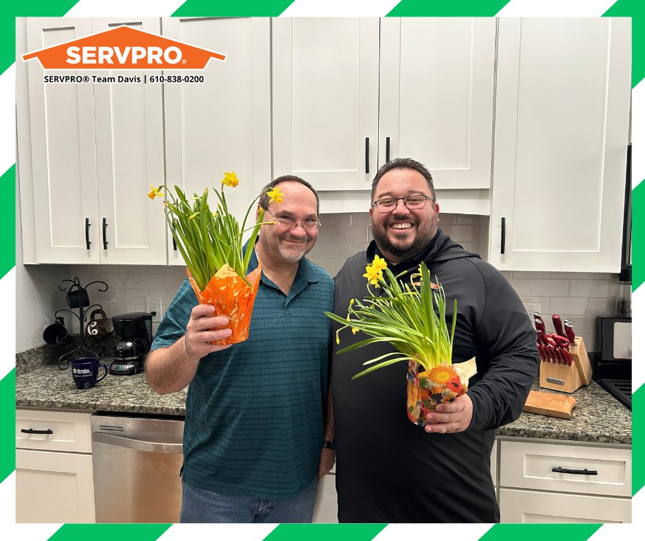 SERVPRO_EBW's tweet photo. 🌷Spring is in bloom, meaning its Daffodil Delivery Day for SERVPRO Team Davis! We had an excellent day travelling across the Lehigh Valley delivering flowers, bringing Spring cheer, and raising money and awareness for an incredible cause: the American Cancer Society!💚 https://t.co/XlHSDZnZiZ