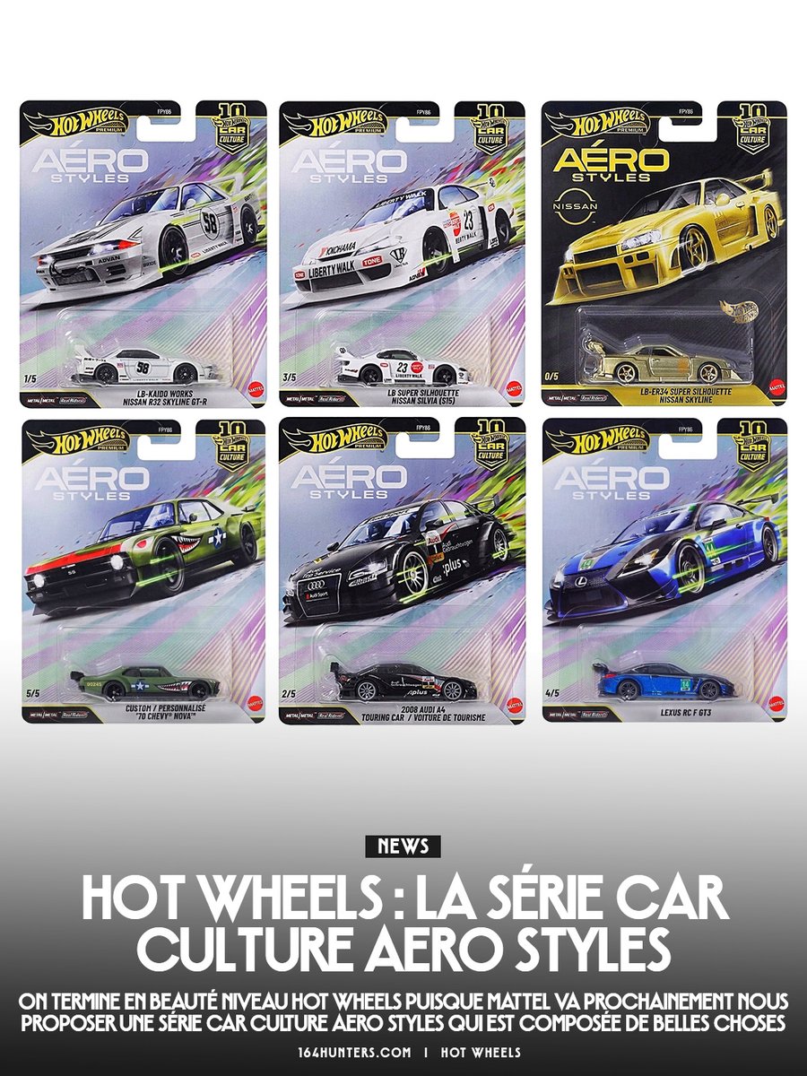 164hunters's tweet image. 🇫🇷 Hot Wheels : La série Car Culture Aero Styles
🇯🇵 ホットウィール：カーカルチャーエアロスタイルシリーズ
🇺🇸 Hot Wheels: The Car Culture Aero Styles Series
---
#HotWheels #CarCulture
▶ Lien en commentaire