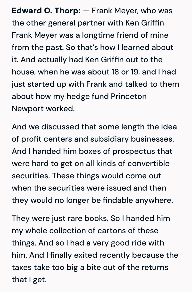 jawagner92's tweet photo. Ed Thorp seeding Citadel’s first fund and handing teenage Ken Griffin boxes full of obscure prospectuses in the 1990s. https://t.co/fQD7tBKdQO
