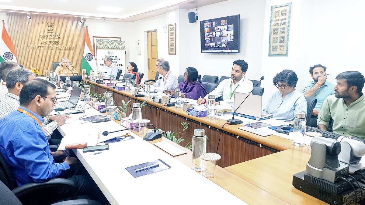 Ministry of Textiles organised a National Consultative Webinar with States and UTs as a preparatory step for the Departmental Summit on “Textiles for Global Markets” scheduled in June 2026, aimed at strengthening Centre–State coordination and accelerating export growth. 

Smt.