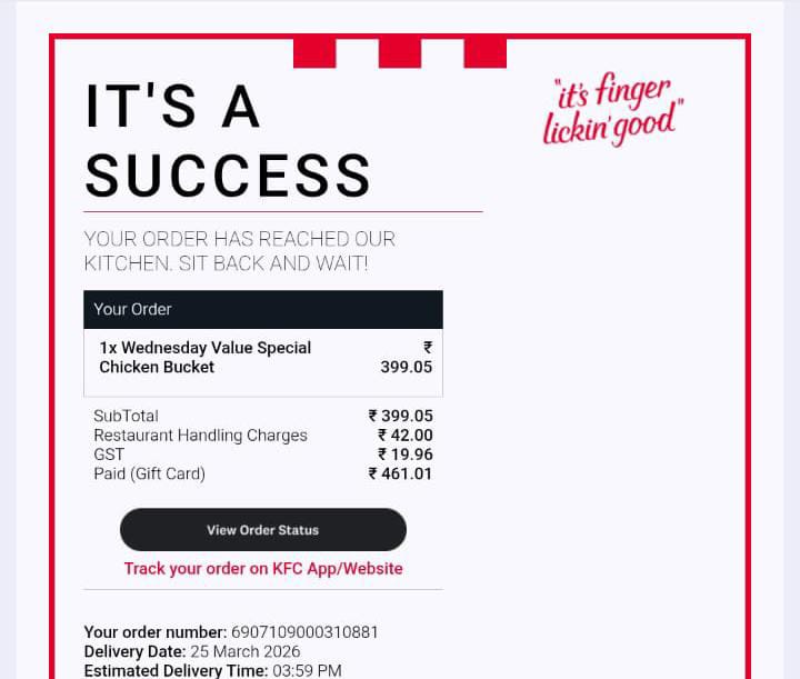 im_urs_sidhu's tweet image. Very poor experience with @KFC_India

Order No: 6907109000310881
Amount: ₹461.01

Order was not delivered even after 3 hours. Raised 20+ complaints with no resolution.

Support team was extremely unprofessional.

Need immediate refund &amp;amp; action. #KFC #PoorService