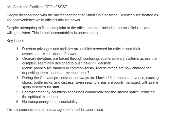 kmeenakshy30269's tweet image. @SSSTShirdi #Shirdi #SaiBaba #TempleManagement #DevoteesDeserveBetter