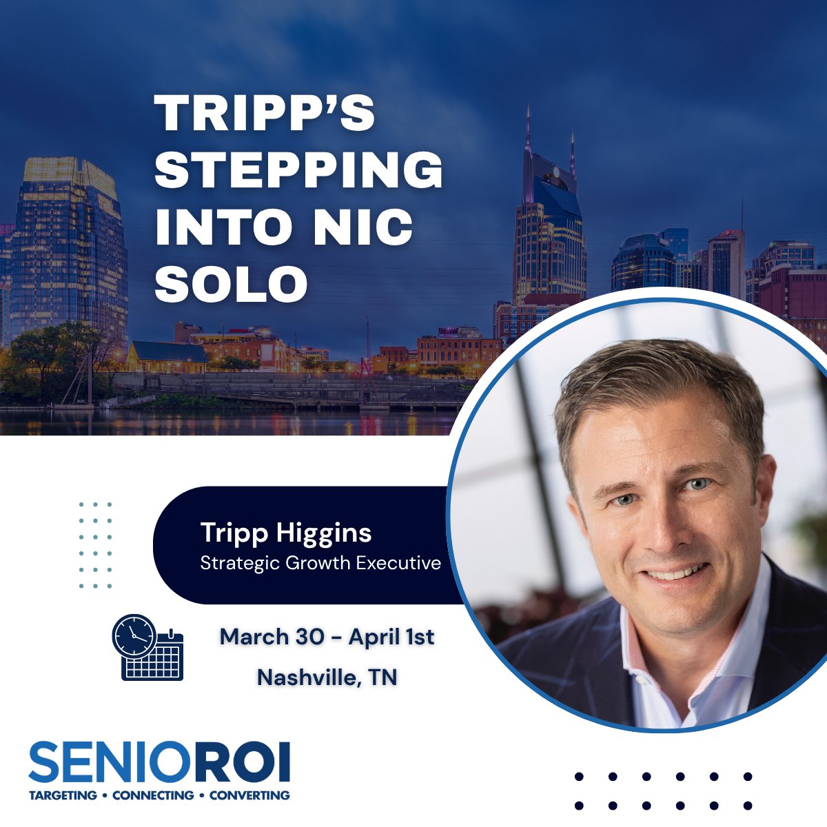 TeamSenioROI's tweet photo. Tripp’s heading to NIC Spring Conference this year… and doing it solo for the first time   From March 30 – April 1 in Nashville, NIC brings together leaders across senior housing and healthcare to talk trends, innovation, and what’s next for the industry. https://t.co/aDkNBByyFc