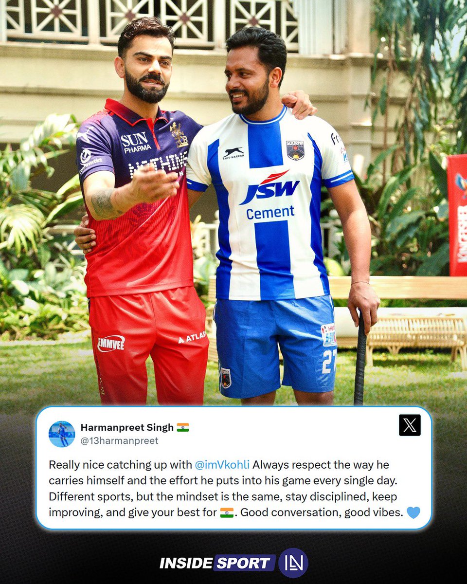InsideSportIND's tweet image. Two legends of Indian sports in one frame 🔥🏑🏏

#ViratKohli #HarmanpreetSingh #Indiansports #Insidesport