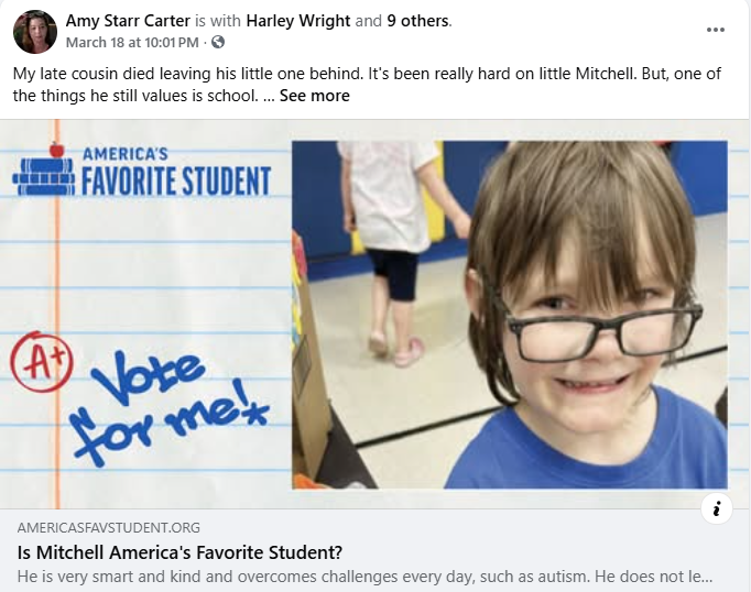 Ecom_Mkng's tweet image. Today is the last day to vote. Help little Mitchell win a visit with @BillNye 🙏

facebook.com/AmyStarr79/pos…