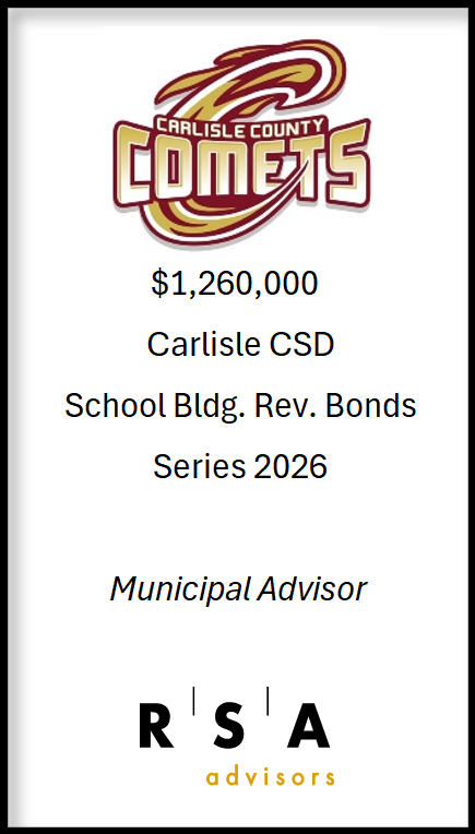 RSA_Advisors's tweet photo. RSA completed a successful bond sale today for Carlisle County Schools. It was a pleasure working with the district and we look forward to future projects! https://t.co/vJkrVWKT15