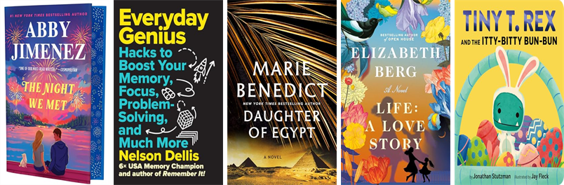 BHPLibrarian's tweet photo. This week the Berkeley Heights Free Public Library has 36 new books.  New items include The Night We Met, Everyday Genius, Daughter of Egypt, Life, Tiny T. Rex and the Itty-Bitty Bun-Bun, Her Hidden Fire, Python's Kiss, and Ultimate Spider-Man 2. https://t.co/bfH2J3VIqy https://t.co/0pZT1LSpvw