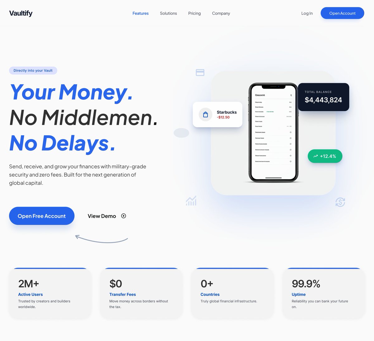 Ferannmii's tweet photo. My submission: A redesign of a Fintech landing page that Google Stitch generated https://t.co/f4HqKLg653