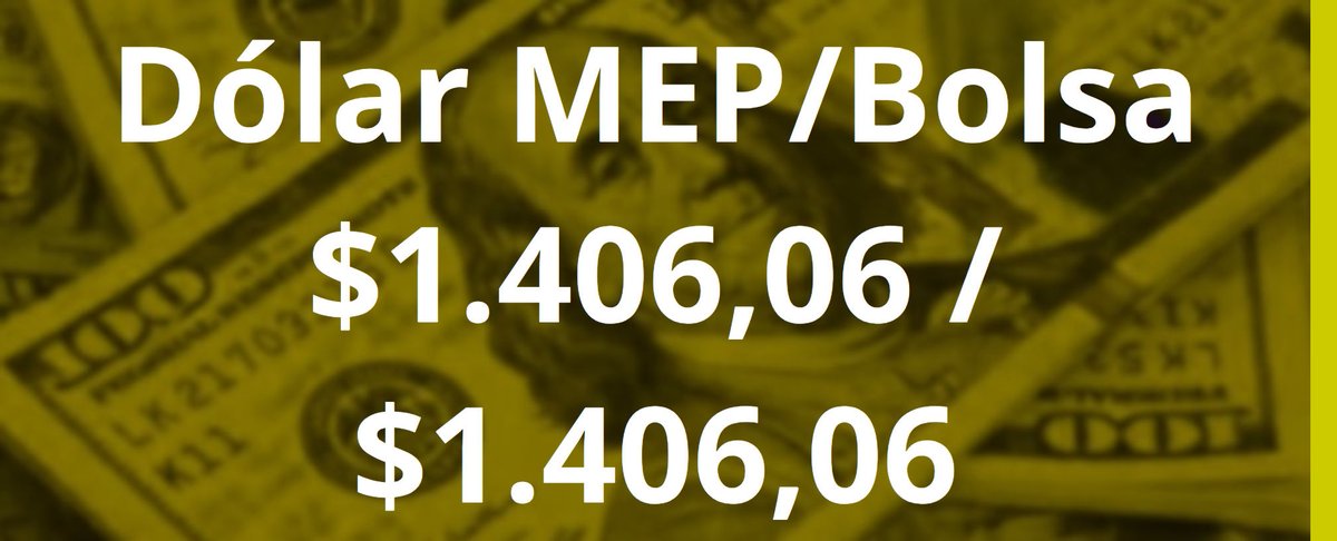 NotABank_ar's tweet photo. El Dólar MEP/Bolsa aumentó
Compra $ 1.406,06 / Venta $1.406,06
Más información en https://t.co/K5NwhzLwsf

#Dolar #DolarBlue #DolarParalelo #DolarArgentina https://t.co/WaStDhbJpo