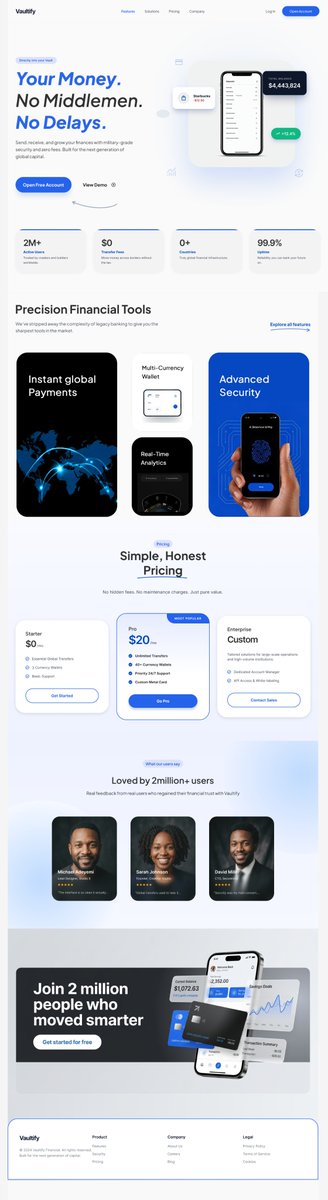 Ferannmii's tweet photo. My submission: A redesign of a Fintech landing page that Google Stitch generated https://t.co/f4HqKLg653