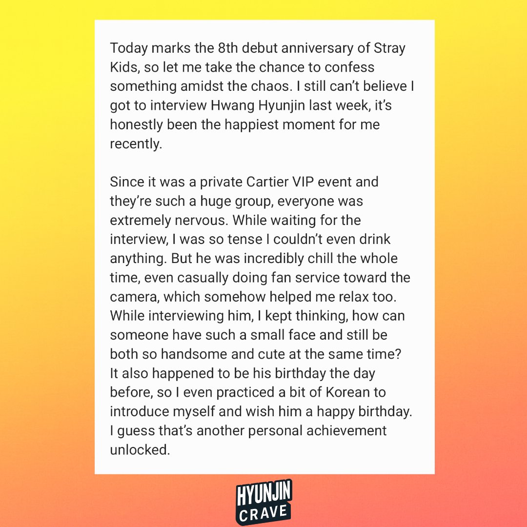 Bella Taiwan’s Editor shares a photo from his interview with Hyunjin: 

“He was very chill the whole time, even casually doing fan service toward the camera, I kept thinking, how can someone have such a small face and still be both so handsome and cute at the same time?”