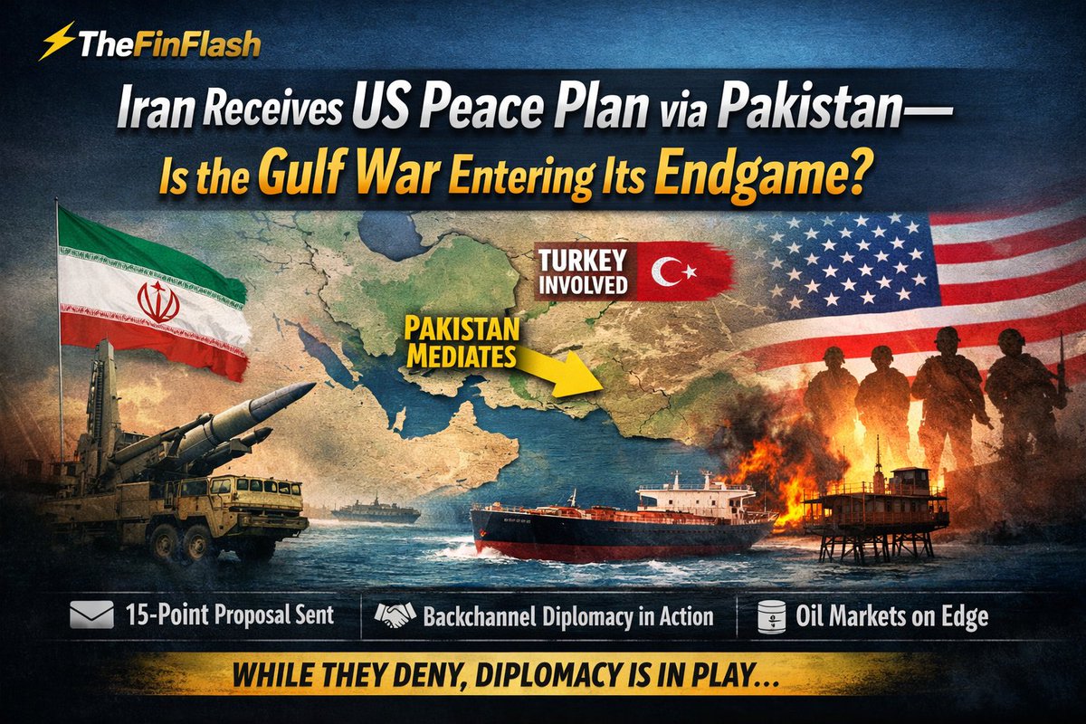 TheFinChest_'s tweet photo. ⚡𝐓𝐡𝐞𝐅𝐢𝐧𝐅𝐥𝐚𝐬𝐡 | 𝐌𝐚𝐫𝐜𝐡 𝟐𝟓
Iran confirms receiving a US 15-point peace plan via Pakistan 👀
Publicly: “No talks.”
Privately: Backchannel diplomacy is ON.
Markets are watching:
🛢️ Oil
💱 Inflation
📉 Volatility
#Geopolitics #OilPrices https://t.co/JZ1KRTusRI