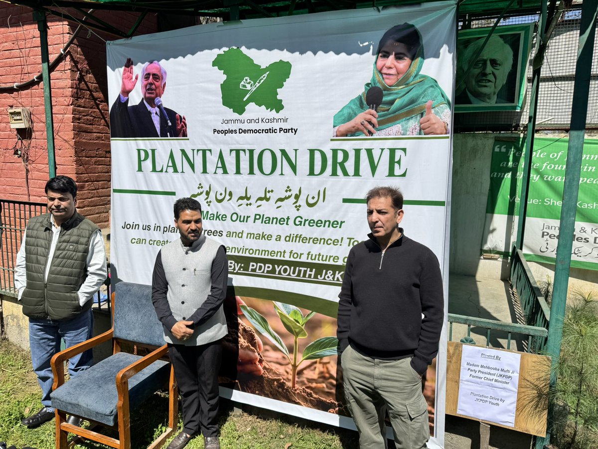 SyedAmjid5's tweet photo. We care!! 
Today, PDP Youth J&amp;K launched a Plantation Drive from Srinagar that will continue across Jammu &amp; Kashmir .Under Mehbooba Mufti Ji’s supervision, we are carrying forward the green vision. https://t.co/55PccVu9iv
