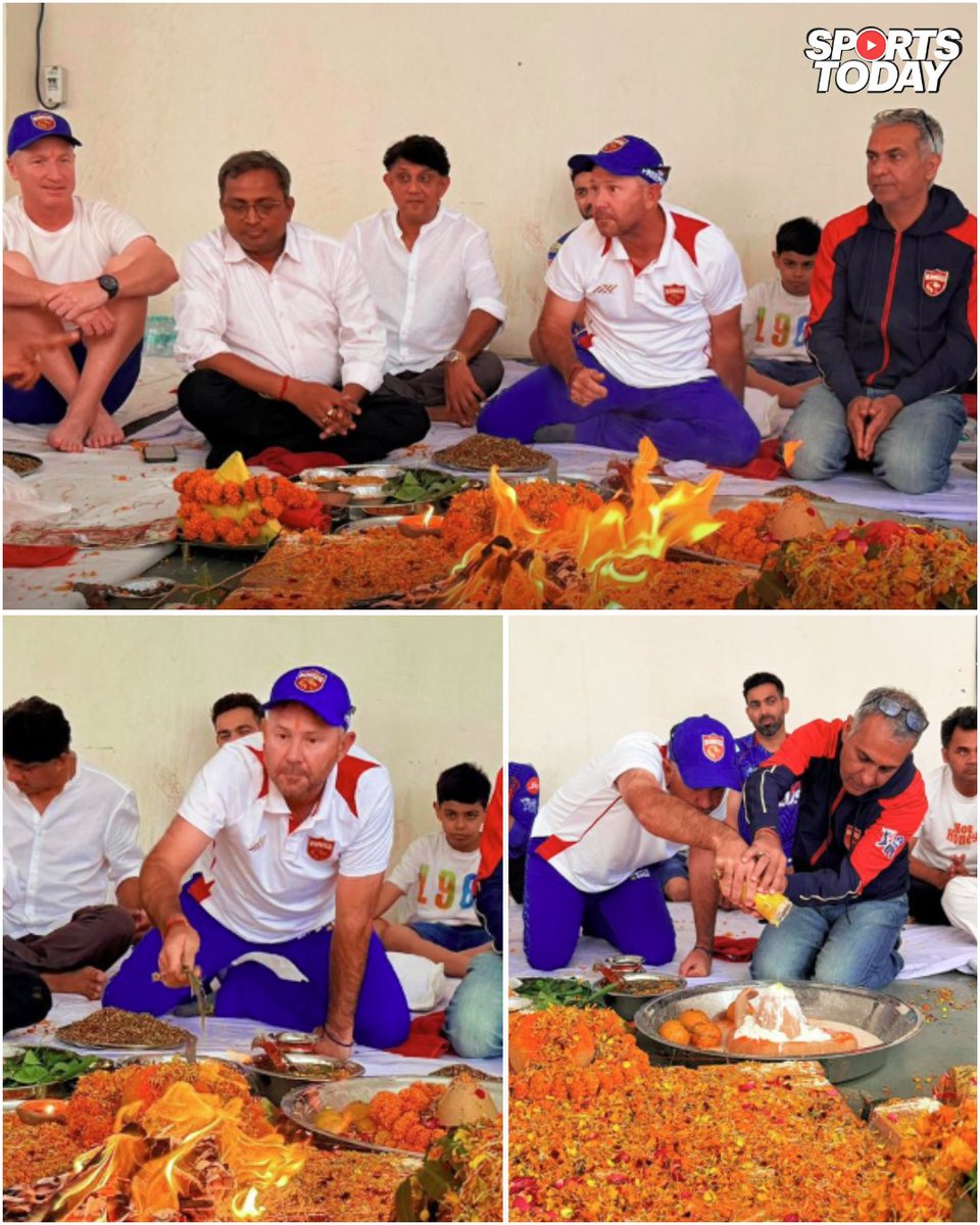 SportsTodayofc's tweet photo. Punjab Kings support staff performs a special puja ahead of the IPL 2026 season
#PBKS #rickypointing #ipl2026 #IPL #indianpremierleague https://t.co/uqhLrMs7FX