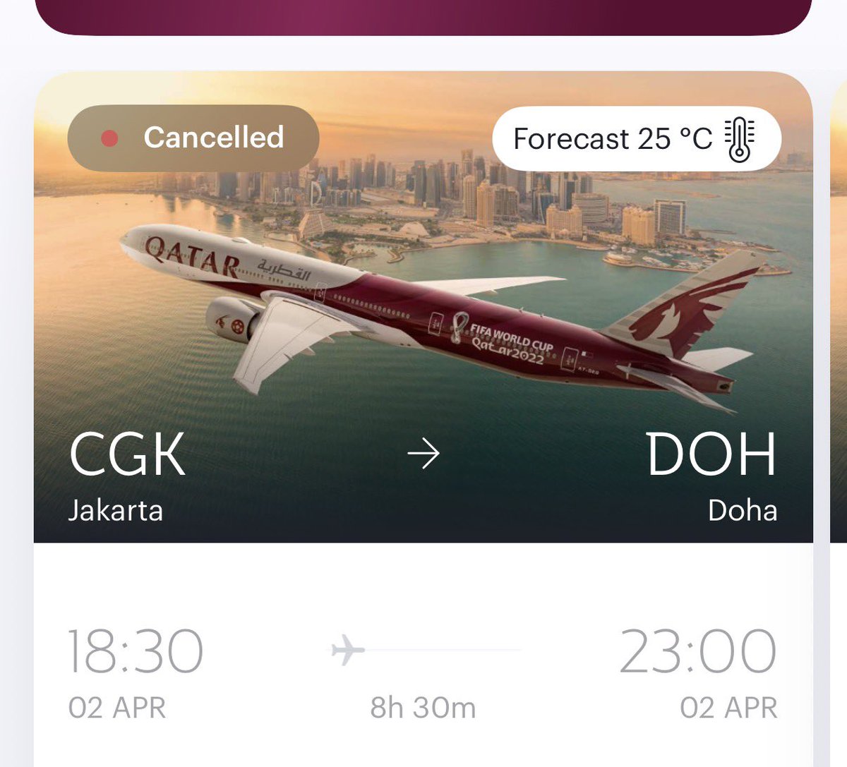 Qinwangfeii's tweet photo. @qatarairways hello can you assist for my cancelled flight? https://t.co/YnAFywJ5Ow