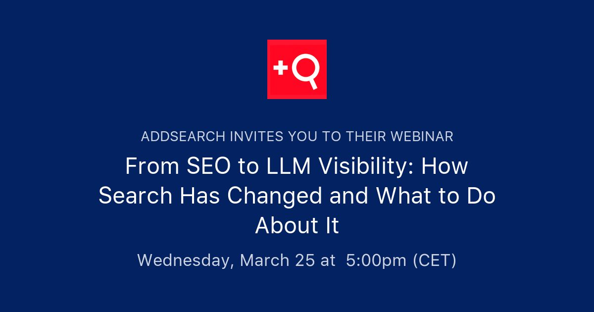 We might sound like a broken record at this point, but… search is changing. Fast.

And since everyone’s trying to make sense of this shift, we’re going live in ~30 minutes to talk about what’s actually happening beneath the surface.

Come hang with us: app.livestorm.co/addsearch-1/se…