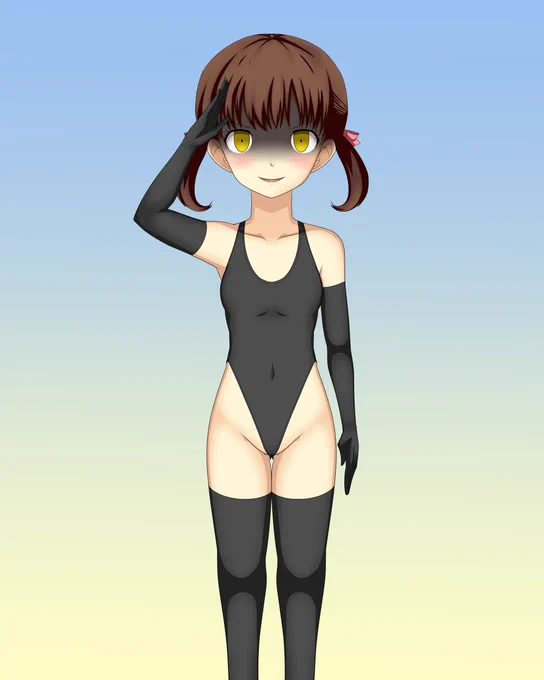 ハイグレ人間菜々子の敬礼描いた だいぶ久々に描いたな…