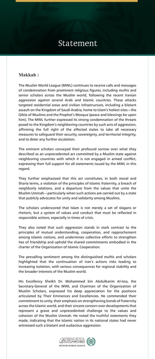 Muslim World League tweet media