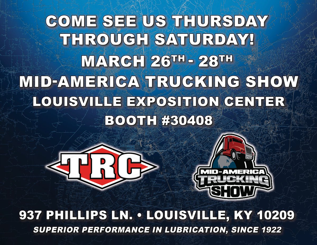 TexasRefinery's tweet photo. We're rolling into Louisville! 

Catch Texas Refinery at Booth #30408 this week at the  Mid-America Truck Show.

✔️ Live demos
 ✔️ Product giveaway
 ✔️ Meet the TRC team

March 26–28 - stop by and see us! 🚛✨

Powerful performance. Real savings.
That’s the TRC difference. https://t.co/zIFW9DczwL