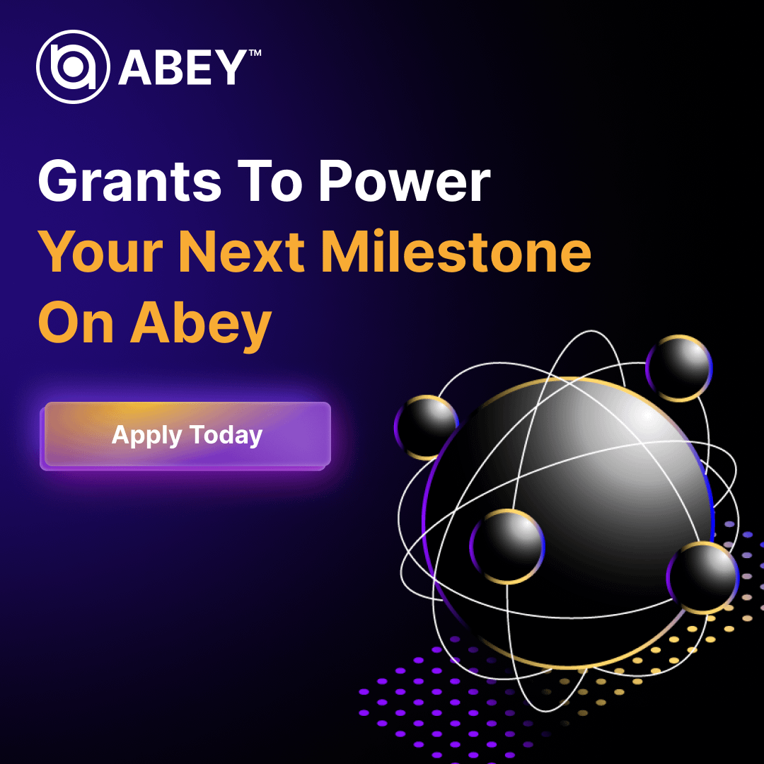 AbeyFoundation's tweet photo. Projects building on Abey can access grants designed to help reach their next milestone.

Apply 👉 https://t.co/JpkIMPgZsZ https://t.co/DkTQDeJ0Dx