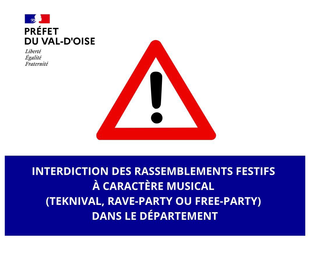 Image de Préfet du Val-d'Oise - 🚨 #OrdrePublic #RaveParty | Préfet du Val-d'Oise reconduit l’arrêté interdisant les rassemblements 