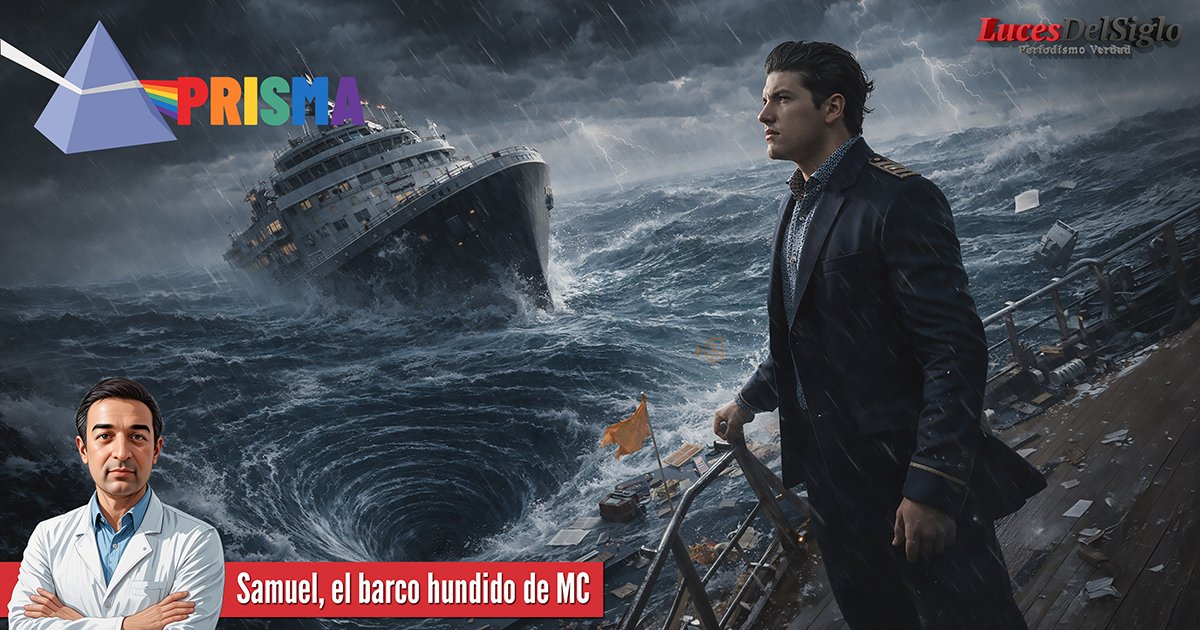 lucesdelsiglo's tweet image. #Prisma | 🌪️🚢 | El vórtice naranja ya empezó a tragarse al barco
En política, como en el mar, cuando un proyecto empieza a hundirse no cae solo: arrastra todo lo que lleva encima. En Nuevo León, el desgaste de Samuel García amenaza con convertirse en remolino electoral para