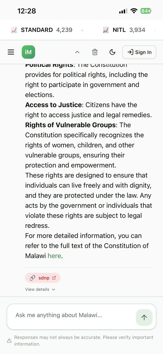 What does the Malawi Constitution say about citizens' rights?

You have rights you’ve never read about.

Do you actually know your rights as a Malawian citizen?
 
Try it free: mthandizi.com/chat
#Malawi #Constitution