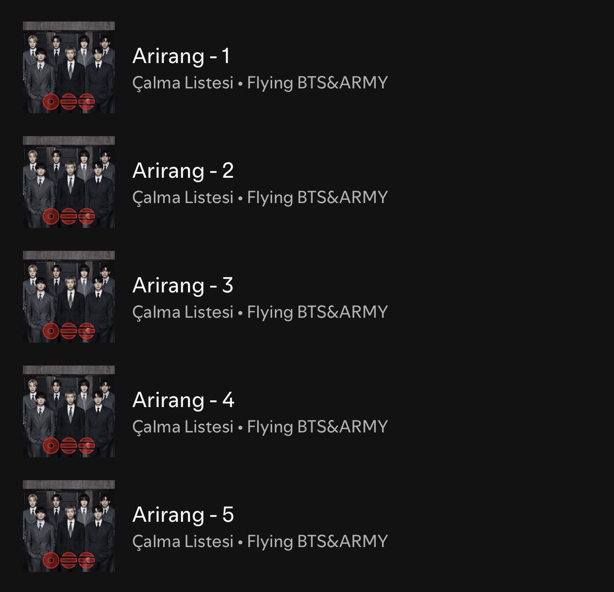 "Swim &amp; Arirang" ekli Spotify listeleri:

👉 open.spotify.com/user/irushzv2n…

- 5 liste + x8 Arirang albümünü aynı hesaptan bir gün içinde dinleyin. 
- Böylece BCD’nın tüm görevlerini de tamamlamış olacaksınız.