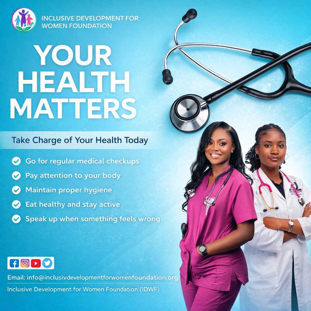 idwf_org's tweet image. Take charge of your wellbeing—eat healthy, stay active, maintain good hygiene, and don’t ignore what your body is telling you. Small healthy choices today create a stronger tomorrow. 🌿✨

#YourHealthMatters #HealthyLiving #HealthAwareness #StayHealthy #Wellbeing #IDWF