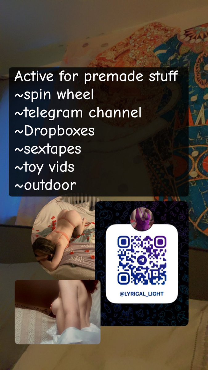 £25 goal today!! 
Telegram channel (£11/month) 
Dropboxes £20 each or 2 for £30
Pre-made vids and pics are available individually priced 
Bundle deals based on your budget available 
Customs - booking system (prices individually based on request) 
£5 spin wheel (3 for £12)