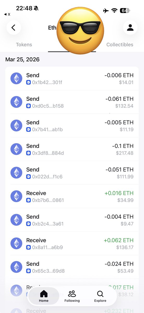 HunterAndrew9x6's tweet photo. Một cách mình build list ví whale & smart money ( khá hiệu quả )

Thay vì đi tìm lung tung mình bắt đầu từ ví nguồn của mấy sàn lớn — tập trung vào hệ Base và ETH . Lý do đơn giản : mình chủ yếu đánh kèo ở 2 chain này nên dữ liệu phải đúng sân chơi của mình .

Sau đó mình bật alert cho các ví này .

Cứ hễ có ví nào :
- Nạp vào ví sàn > 1k $ETH
- Hoặc rút từ ví sàn ra

→ là mình click vào check ngay .

Vì đây thường là những ví bắt đầu có dòng tiền đáng chú ý .

Tiếp theo mình lọc nhanh :
- Win rate có trên ~65% không
- Lịch sử trade có ổn định hay chỉ ăn may vài kèo
- Có follow narrative hay chỉ đánh linh tinh

Qua thêm vài bước check nữa mình mới quyết định có theo dõi ví đó lâu dài hay không .

Nói đơn giản :
Không đoán kèo — mình đi theo dấu tiền .

Cách này không phải lúc nào cũng đúng, nhưng nếu làm đều tay thì bạn sẽ build được một list ví rất chất theo thời gian .