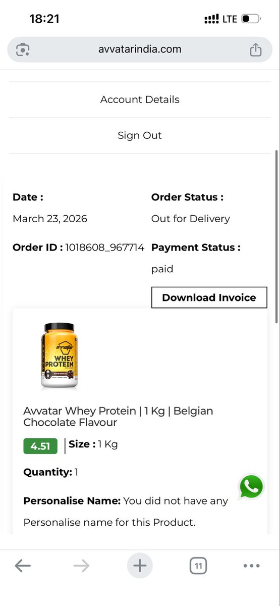 zirfiy's tweet photo. @AvvatarIndia @ParagMilkFoods 
I prepaid my protein order, but the delivery agent asked for payment again claiming it was COD. This is unacceptable.

Order ID: 1018608_967714
Sharing proof below — please resolve this at the earliest. 
Please resolve this matter at earliest. https://t.co/X44oJ62Ffn