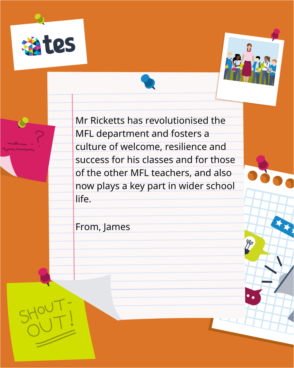 TesGlobalX's tweet image. 🔊Shoutout to Mr Ricketts from Bodmin College!👏

Recognised for transforming the MFL department and creating a culture of success across the school🌟

Does someone from your school deserve recognition? 👇

Submit your shoutout 👉🔗eu1.hubs.ly/H0sY9bm0

#GiveAShoutout #Teacher