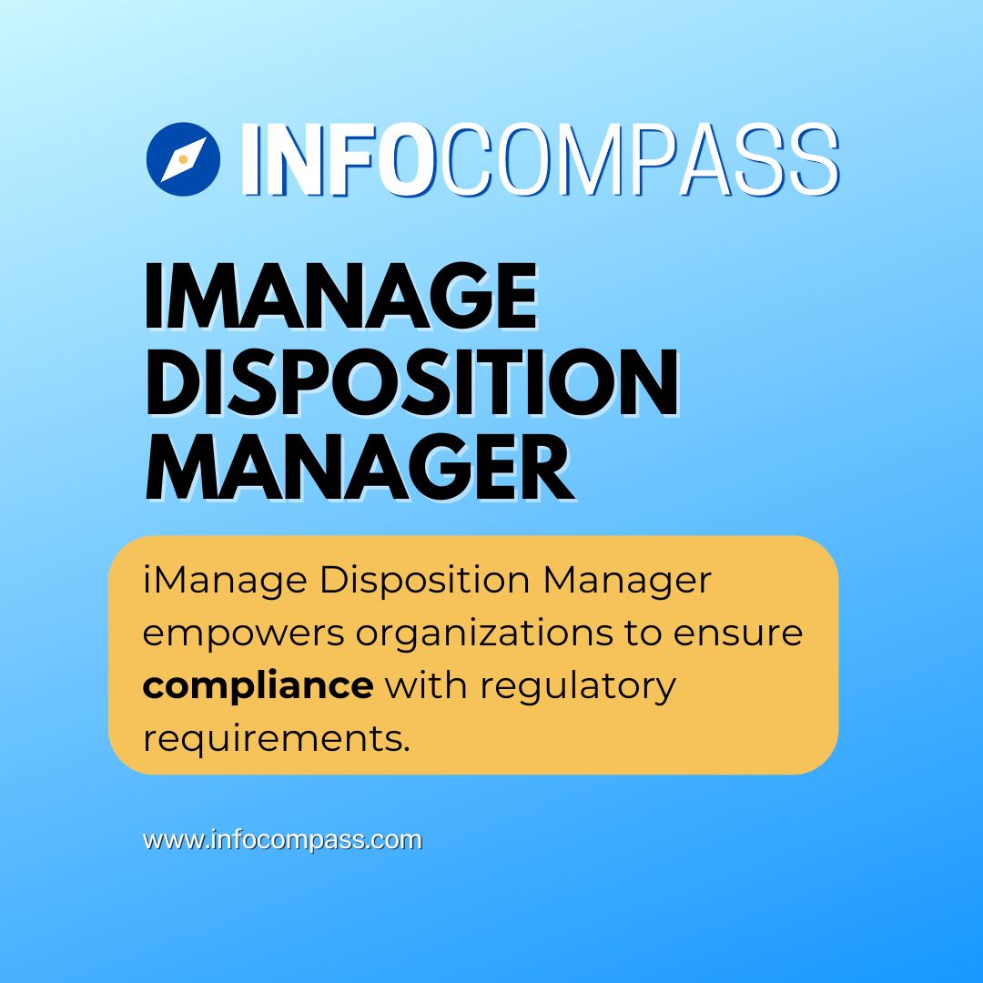 InfoCompassInc's tweet image. Contact #InfoCompass and speak with our Certified Records Manager about scheduling a demo.
tinyurl.com/5yf96ycw

#IRM #IDM #IRMExperts #IRMImplementers #ARMA #iManage  #InfoGov #InformationGovernance #InfoSec #RecordsManagement #IRMspecialists #productivity #lawfirms #law