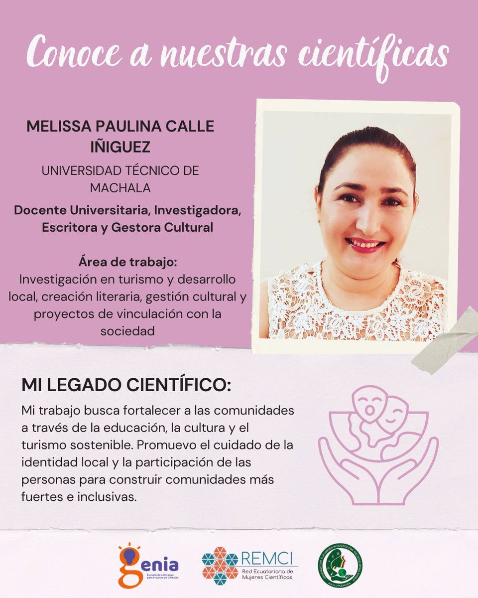 Ecuador_OWSD's tweet photo. El conocimiento conecta territorio y desarrollo 🌍 Articula investigación y acción en turismo y gestión cultural local.
#WomenInSTEM #CienciaconPropósito
#DivulgaciónCientífica #STEMEcuador
LinkedIn: https://t.co/c8qnsKFNSn
Ig: melissacalle.autora
Fb: https://t.co/eHtZiU8LIB https://t.co/lMU569QyEF