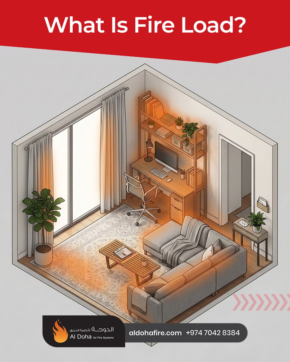 aldohaforfire's tweet photo. Fire Load: it’s not just what’s in a room — it’s how much of it is there and how easy it burns. Higher concentrations of combustible materials allow fires to grow faster and generate more heat.
📞 +974 7042 8384
📩 awadalla@aldohafire.com
🌐https://t.co/r7USrY0TU1 https://t.co/MWdHmlkRfz