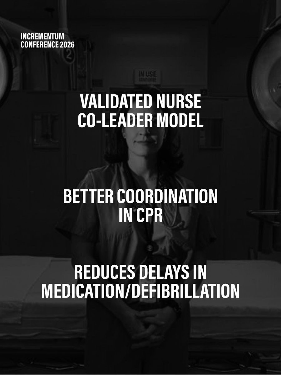 IncrEMentuMconf's tweet photo. What if CPR leadership didn’t have to rely solely on physicians? The Nurse Co-Leader model improves organization and reduces delays: nurses can lead compressions, defibrillation, and timing.

➡️ @emicucanada at #IncrEMentuM2026
📌 Better coordination, improved outcomes https://t.co/HlPHsQl8xM