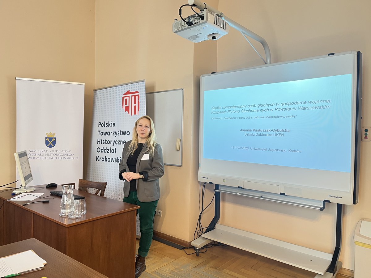 PUKDoctoral's tweet photo. A PhD student from the UKEN Doctoral School, Joanna Pastuszak-Cybulska, presented a paper at a conference organized by the Jagiellonian University on March 13–14, 2026. Congrats on her contribution to research! https://t.co/6zfPHyIV0k